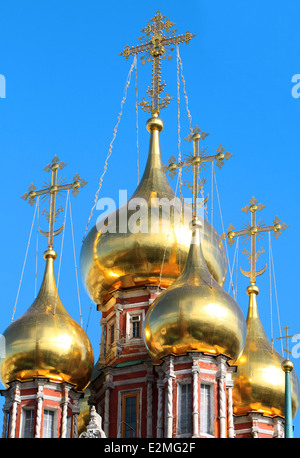 beautiful golden dome of the church against blue sky Stock Photo