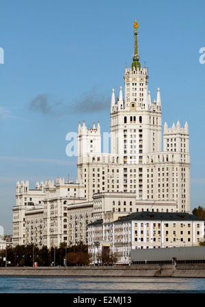 beautiful, historic high-rise building in Moscow on the waterfront Kotelnicheskya Stock Photo