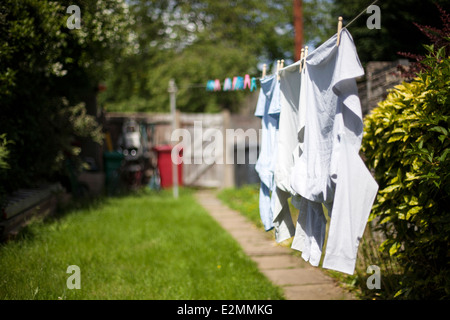 Clothes on washing line summer Stock Photo