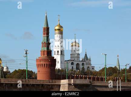 Beautiful view from the Moscow Kremlin towers and churches. View from the river Stock Photo