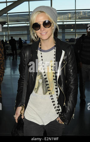 Ashlee Simpson arrives at John F. Kennedy International Airport (JFK)  Featuring: Ashlee Simpson Where: New York City, New York, United States When: 07 Jan 2013 Stock Photo