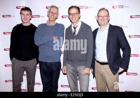 Photo call for ‘All In The Timing’ held at the Primary Stages rehearsal studios.  Featuring: Elliot Fox,David Ives,John Rando and Andrew Leynse Where: New York City , NY, United States When: 08 Jan 2013 Stock Photo