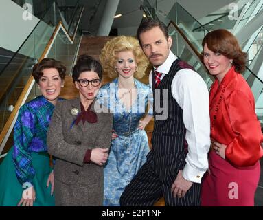 The cast of '9 to 5: The Musical' at a photocall to launch the show at The Bord Gais Energy Theatre  Featuring: Natalie Casey,Bo Stock Photo