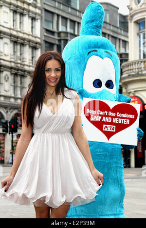Lacey Banghard at a photocall for PETA at Piccadilly Circus Featuring