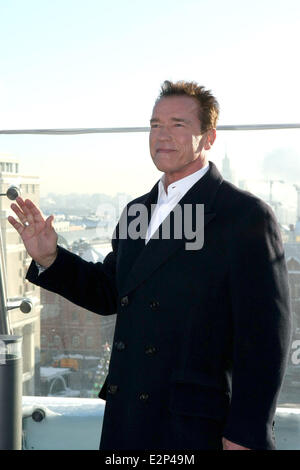 The Last Stand Photocall held at the Ritz-Carlton Hotel  Featuring: Arnold Schwarzenegger Where: Moscow, Russian Federation Wh Stock Photo