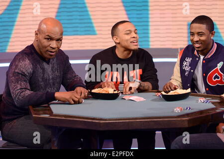 Mike Tyson appearing on the BET's 106 and Park taping in New York City  Featuring: Mike Tyson,Bow Wow Where: New York City, New York , United States When: 29 Jan 2013 Stock Photo