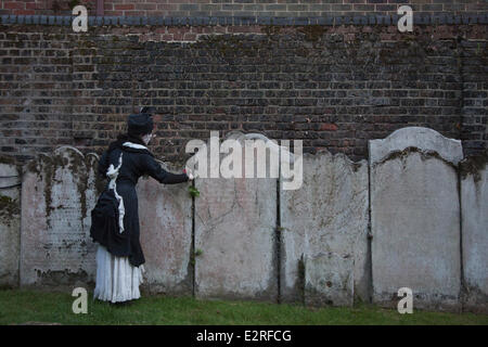 Greenwich, London, UK. 20 June 2014. PIctured: Deblozay by French company Rara Woulib. The dead rose from the graves and took the audience on a journey around Greenwich. Greenwich & Docklands International Festival (GDIF). The free outdoor festival runs with performances from 20 to 28 June 2014. Deblozay is also part of LIFT Festival 2014. Credit:  OnTheRoad/Alamy Live News Stock Photo