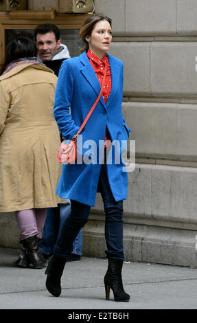 Celebrities on the film set of 'Smash' in Manhattan Featuring: Megan