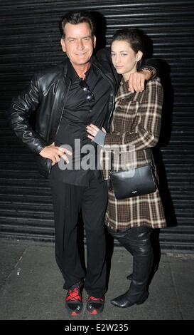 Charlie Sheen poses for the cameras with his girlfriend, Georgia Jones before attending the Slash concert at the Olympia  Featuring: Charlie Sheen,Georgia Jones Where: Dublin, Ireland When: 03 Mar 2013  **Not available for publication in Irish Tabloids or Irish magazines** Stock Photo