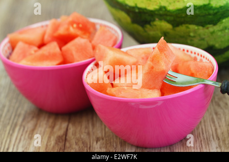 Fresh watermelon cubes Stock Photo