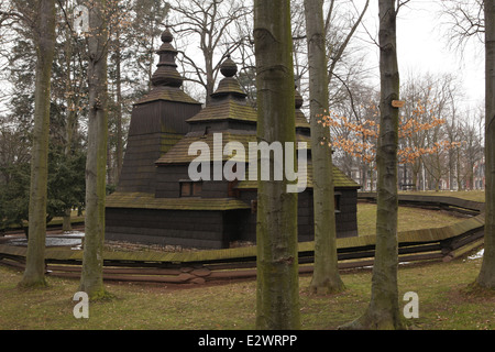 Wooden St Nicholas' Church in the Jiraskovy Gardens in Hradec Kralove, Czech Republic. Stock Photo