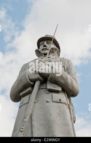 'Poilu' figure on the war memorial at Fricourt, Somme, France Stock Photo