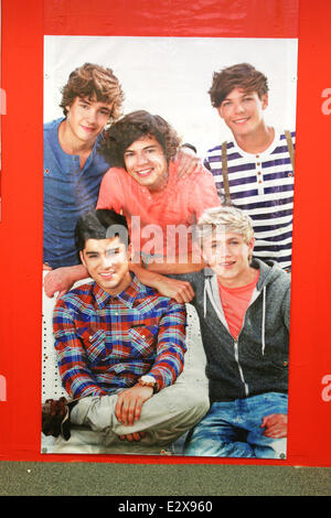 A variety of memorabilia available at the new One Direction pop-up store '1D World' slated to open this Saturday (23Mar13) morning at the Trinity Leeds shopping centre  Featuring: Atmosphere Where: Leeds, England, United Kingdom When: 21 Mar 2013 Stock Photo