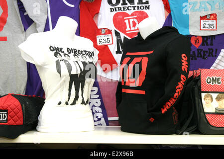 A variety of memorabilia available at the new One Direction pop-up store '1D World' slated to open this Saturday (23Mar13) morning at the Trinity Leeds shopping centre  Featuring: Atmosphere Where: Leeds, England, United Kingdom When: 21 Mar 2013 Stock Photo