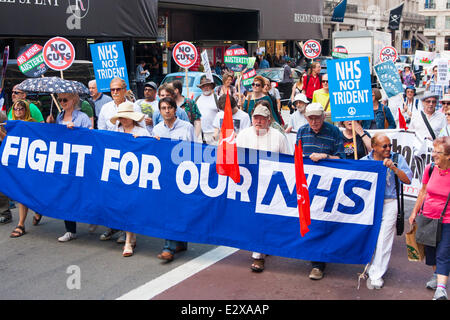 London, June 21st 2014. Protesters demand an end to cuts and privatisation which they say are destroying the NHS. Credit:  Paul Davey/Alamy Live News Stock Photo