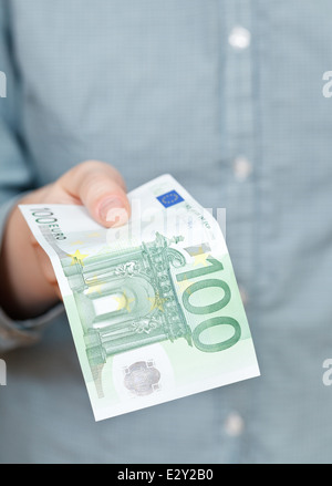 hundred euro banknote in arm close up Stock Photo - Alamy