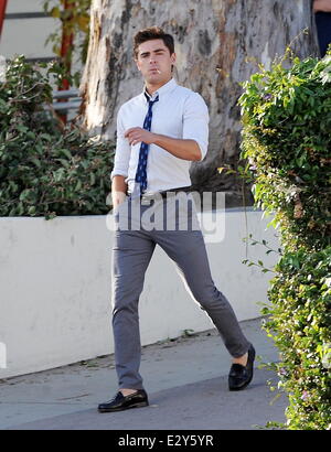 Actor Zac Efron sports skinny pants on the set of 'Townies' filming in ...