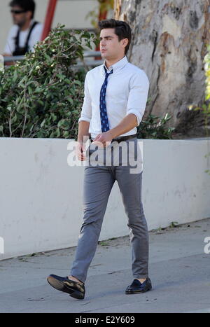 Actor Zac Efron sports skinny pants on the set of 'Townies' filming in ...