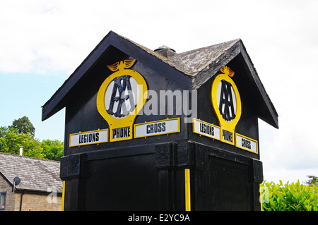 Old AA phone box, Eardisland, Herefordshire, England, UK, Western Europe. Stock Photo