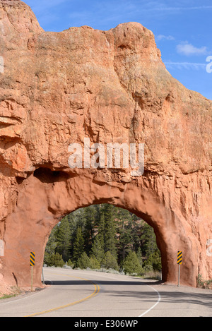 Road tunnel on scenic Highway 12 in Red Canyon, Utah. Stock Photo