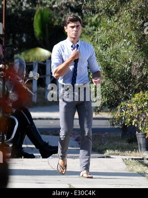 Zac Efron and Dave Franco on the set of 'The Townies' in Los Angeles  Featuring: Zac Efron Where: Los Angeles, CA, United States Stock Photo