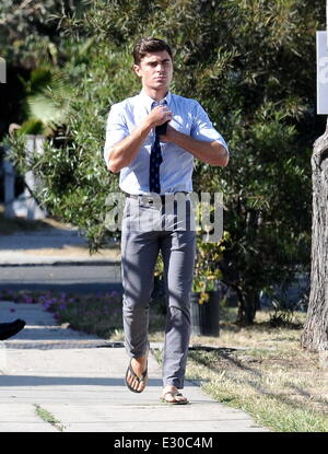 Zac Efron and Dave Franco on the set of 'The Townies' in Los Angeles  Featuring: Zac Efron Where: Los Angeles, CA, United States Stock Photo