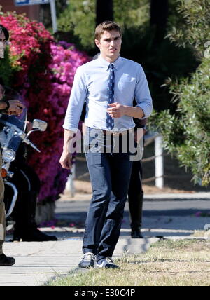 Zac Efron and Dave Franco on the set of 'The Townies' in Los Angeles  Featuring: Dave Franco Where: Los Angeles, CA, United States When: 22 Apr 2013 Stock Photo