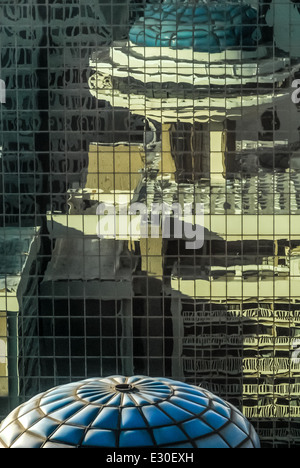 View from the Atlanta Marriott Marquis of the rotating, blue-domed Polaris restaurant atop the Hyatt Regency Hotel in downtown Atlanta, Georgia, USA. Stock Photo