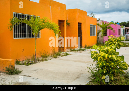 Colorful buildings in the village of Costa Maya, Mexico, Caribbean. Stock Photo