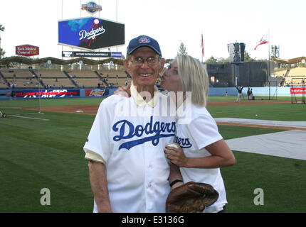 Celebrities at the LA Dodgers vs Colorado Rockies baseball game at