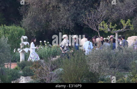 Keira Knightley seen entertaining guests at an outdoor gathering in the grounds of the area where she's staying in France ahead of her wedding day  Featuring: Keira Knightley Where: France When: 03 May 2013 Stock Photo