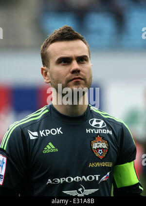 Championship of Russia - 2012-2013.  PFC CSKA Moscow vs RFC TEREK Grozny at 'Arena Khimki' Football stadium  Featuring: AKINFEEV Igor Where: Moscow, Khimki, Russian Federation When: 04 May 2013 Stock Photo