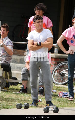 Actors on the set of 'Townies'  Featuring: Zac Efron Where: Los Angeles, California, United States When: 08 May 2013 Stock Photo