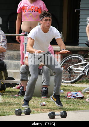 Actors on the set of 'Townies'  Featuring: Zac Efron Where: Los Angeles, California, United States When: 08 May 2013 Stock Photo