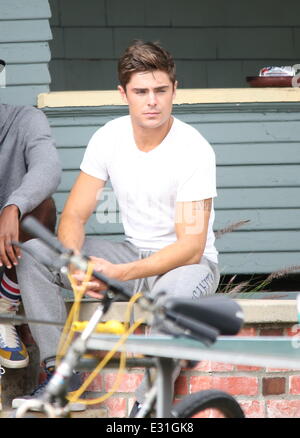 Actors on the set of 'Townies'  Featuring: Zac Efron Where: Los Angeles, California, United States When: 08 May 2013 Stock Photo