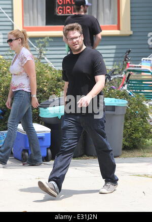 Actors on the set of 'Townies'  Featuring: Seth Rogen Where: Los Angeles, California, United States When: 09 May 2013 Stock Photo