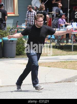 Actors on the set of 'Townies'  Featuring: Seth Rogen Where: Los Angeles, California, United States When: 09 May 2013 Stock Photo