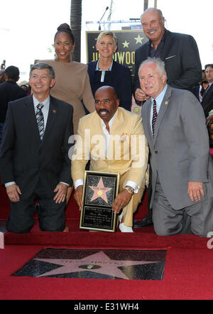 Steve Harvey is honoured with a star on the Hollywood Walk of Fame  Featuring: Leron Gubler,Marjorie Bridges-Woods,Ellen DeGener Stock Photo