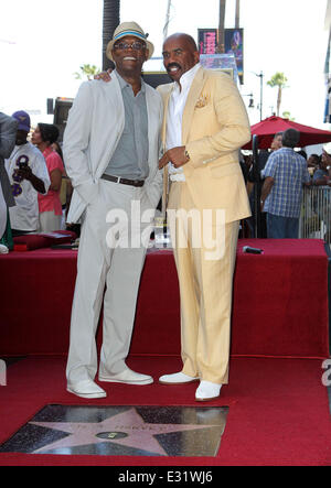 Steve Harvey is honoured with a star on the Hollywood Walk of Fame  Featuring: Samuel L. Jackson,Steve Harvey Where: Los Angeles Stock Photo