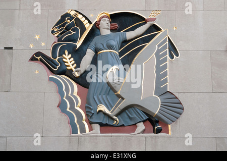 Progress Art Deco Relief at One Rockefeller Plaza Stock Photo