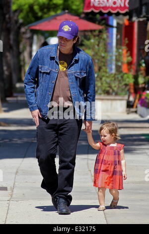 Benicio del Toro takes his daughter Delilah del Toro for a walk  Featuring: Benicio del Toro,Delilah del Toro Where: Los Angeles, CA, United States When: 14 May 2013 Stock Photo