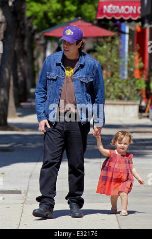 Benicio del Toro takes his daughter Delilah del Toro for a walk  Featuring: Benicio del Toro,Delilah del Toro Where: Los Angeles, CA, United States When: 14 May 2013 Stock Photo