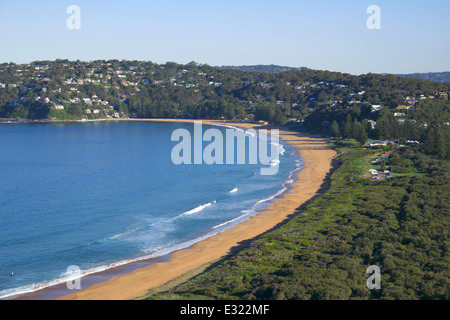 Looking down on Pittwater. Palm beach from barrenjoey headland at palm beach,Sydney,Australia Stock Photo