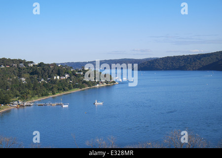looking down on pittwater. palm beach from barrenjoey headland at palm beach,sydney,australia Stock Photo