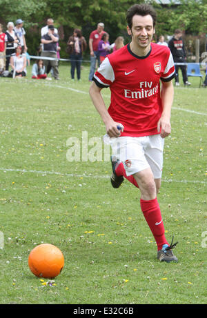 Ralf Little plays for Arsenal Legends in a charity football match against the teachers of Sandy Place Academy  Featuring: Ralf Little Where: Bedfordshire, United Kingdom When: 19 May 2013 Stock Photo