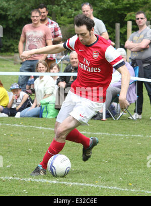 Ralf Little plays for Arsenal Legends in a charity football match against the teachers of Sandy Place Academy  Featuring: Ralf Little Where: Bedfordshire, United Kingdom When: 19 May 2013 Stock Photo