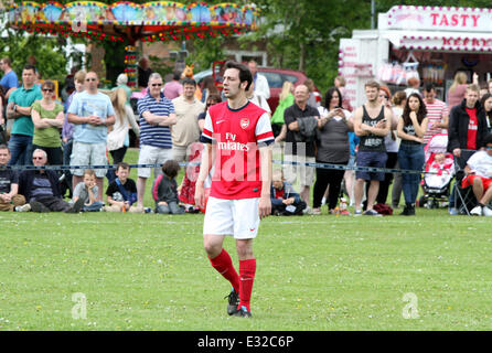 Ralf Little plays for Arsenal Legends in a charity football match against the teachers of Sandy Place Academy  Featuring: Ralf Little Where: Bedfordshire, United Kingdom When: 19 May 2013 Stock Photo