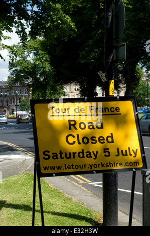 Tour de France Harrogate Road closure sign Stock Photo