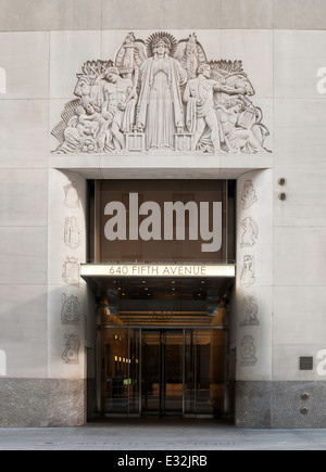 Art Deco relief at 640 Fifth Avenue at 51st Street in New York City Stock Photo