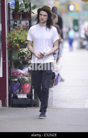Tom Sturridge in Manhattan after walking with Andrew Garfield and his